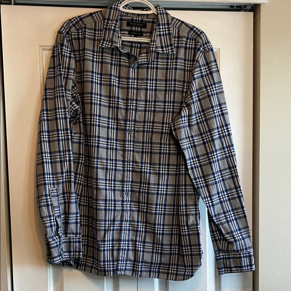 Banana Republic Navy and White Plaid Shirt - Camden Fit